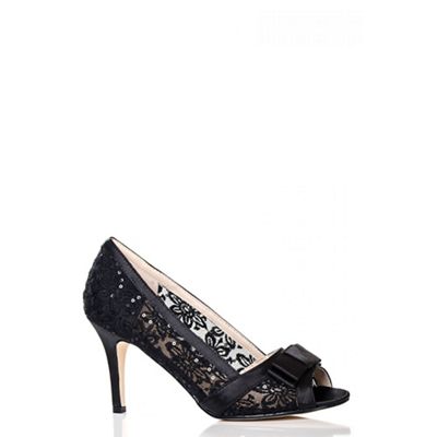 Black sequin lace court shoes